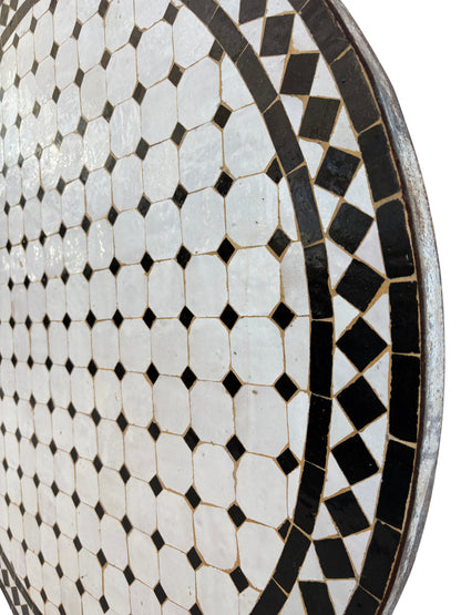 36" Black and White Mosaic Tile Table Top