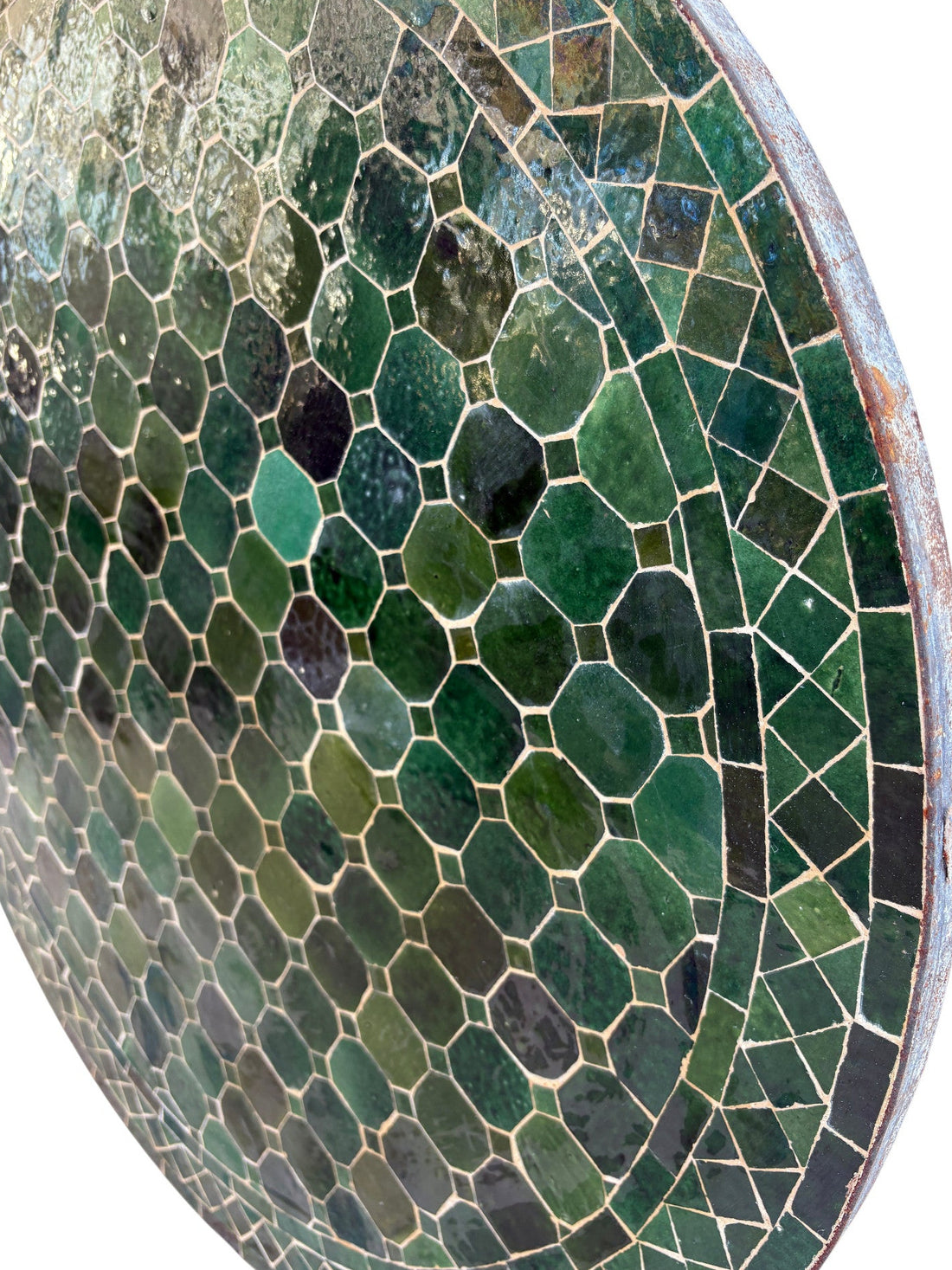 36" Green Round Mosaic Tile Table Top