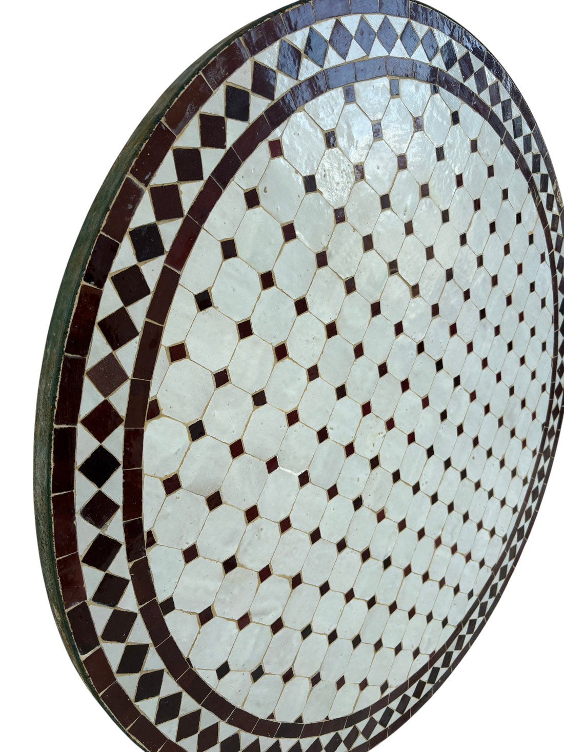 36" Red and White Mosaic Tile Table Top