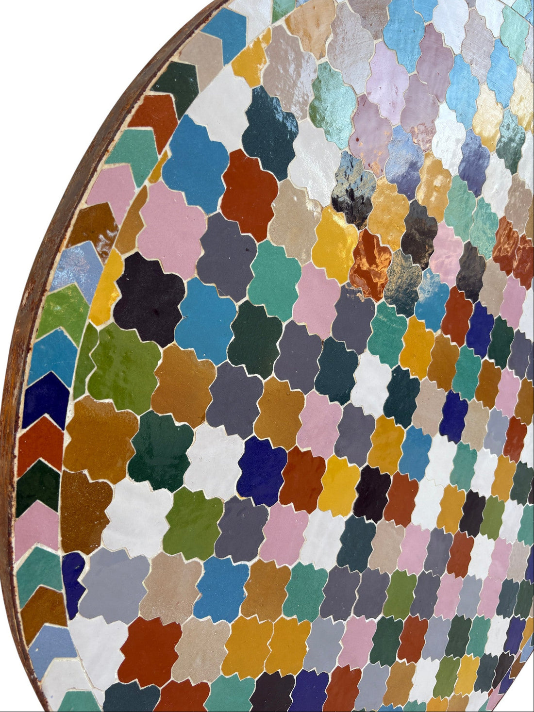 32" Multicolor Round Mosaic Tile Table Top