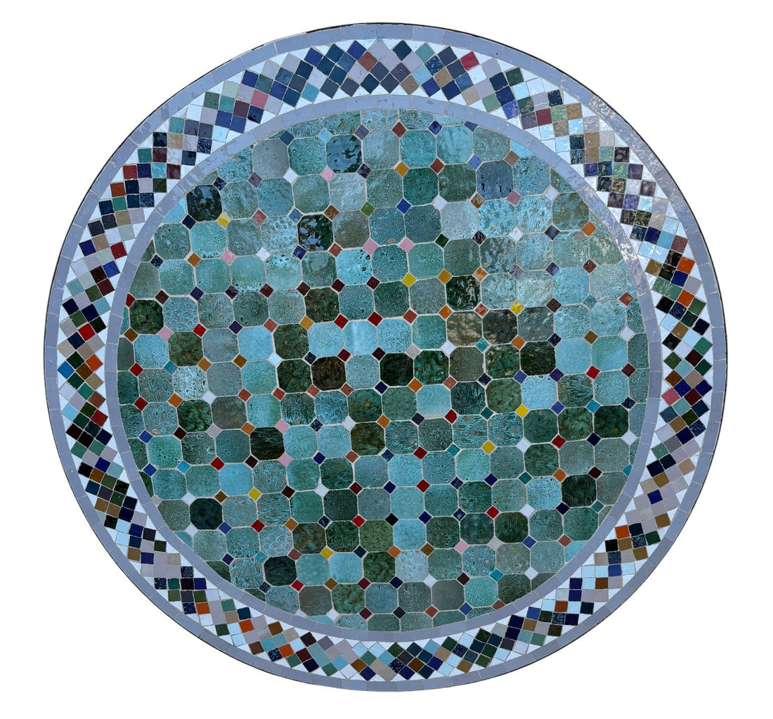 39" Multicolor Mosaic Tile Table Top