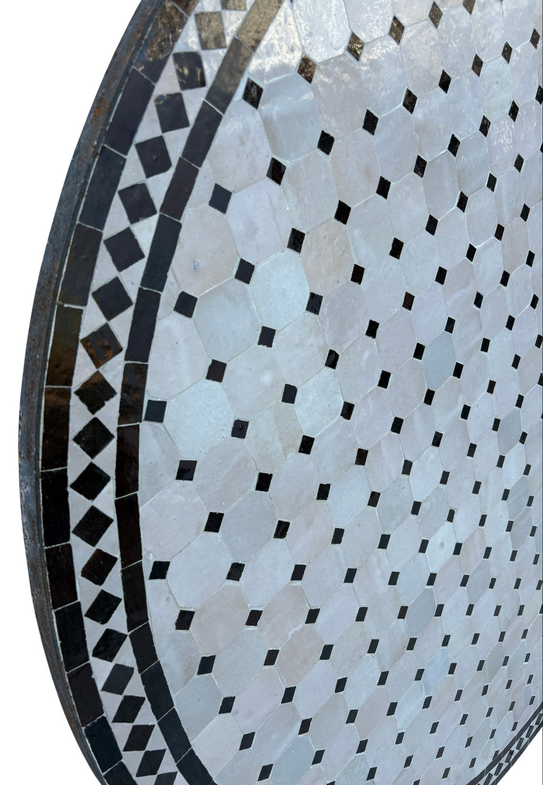 48" Off-White and Black Mosaic Tile Table Top