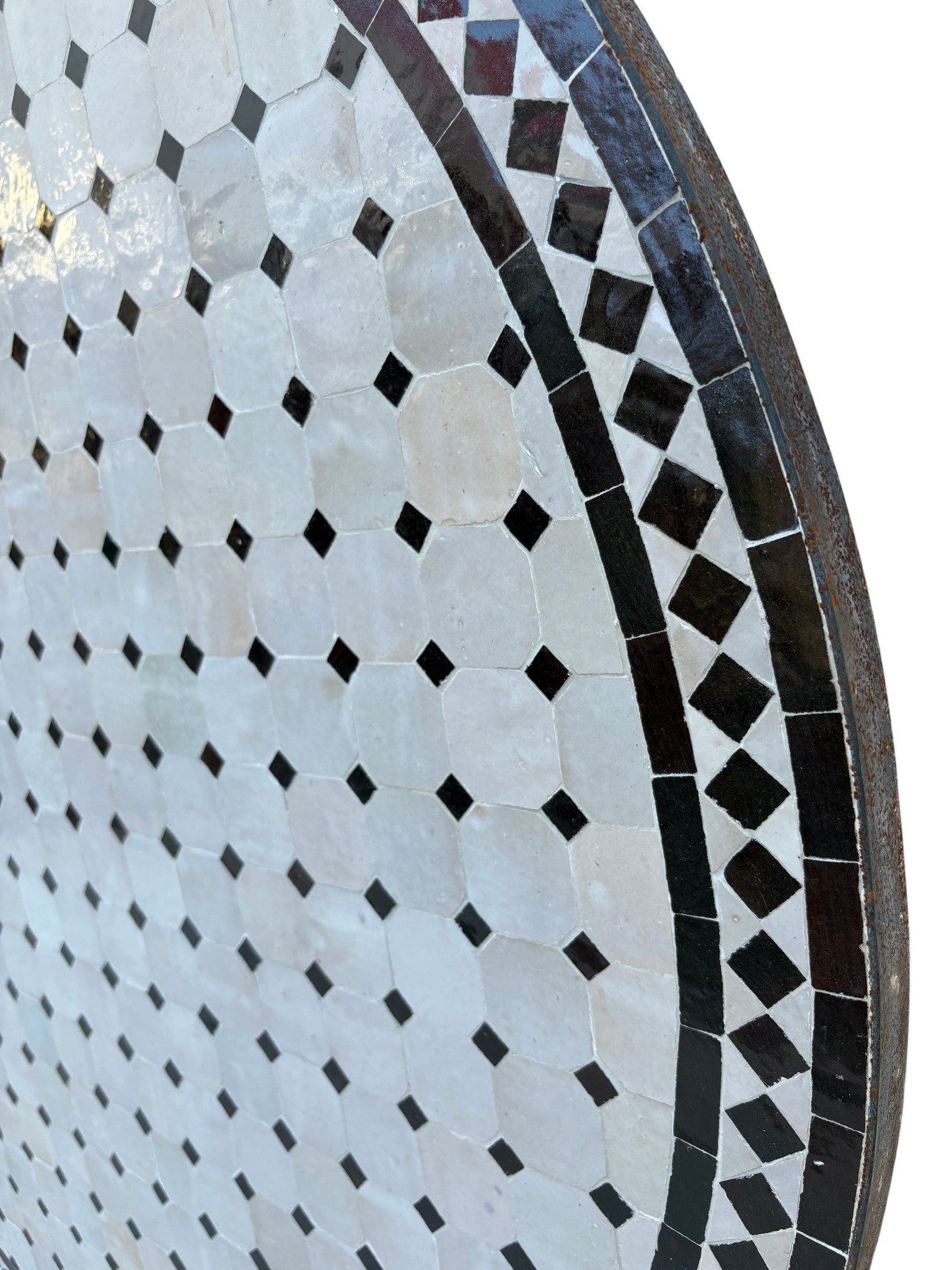 48" Off-White and Black Mosaic Tile Table Top