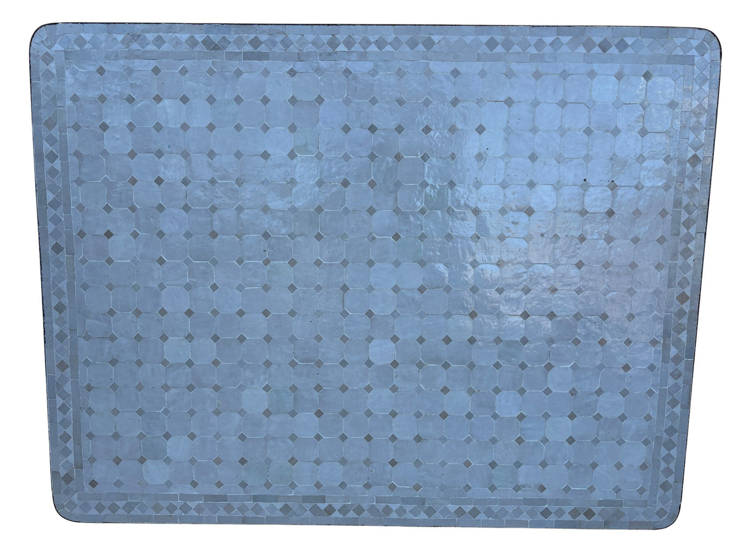 40"W x 51"L White and Beige Rectangle Mosaic Tile Table Top