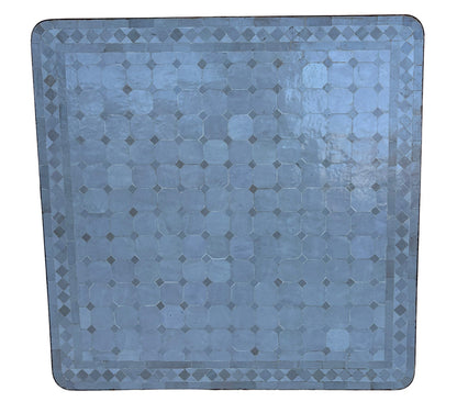 32" White and Beige Square Mosaic Tile Table Top