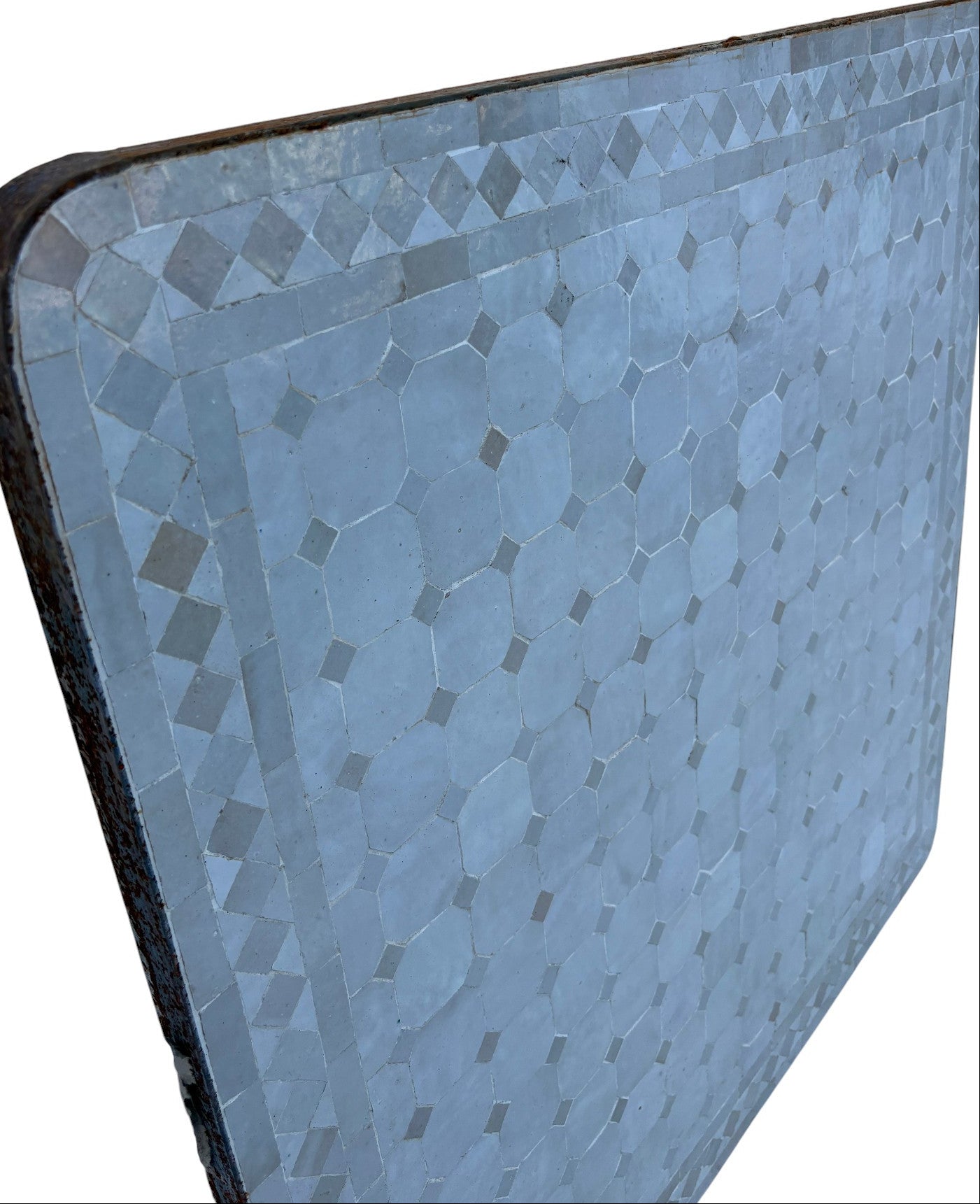 32" White and Beige Square Mosaic Tile Table Top