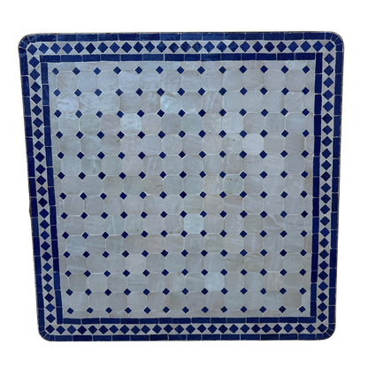 32" Blue and Beige Square Mosaic Tile Table Top