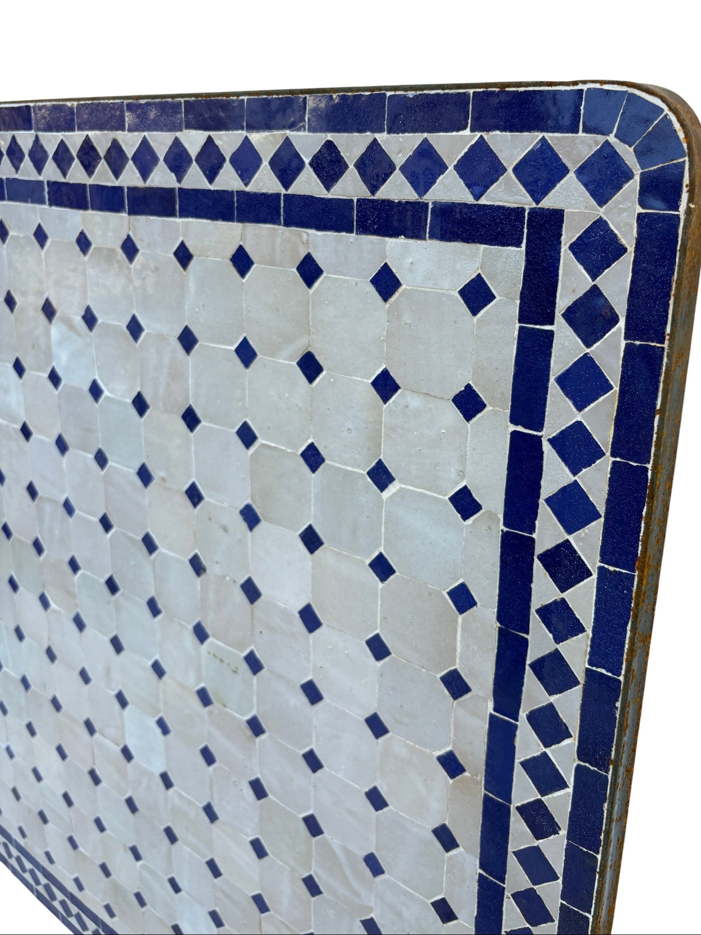 32" Blue and Beige Square Mosaic Tile Table Top