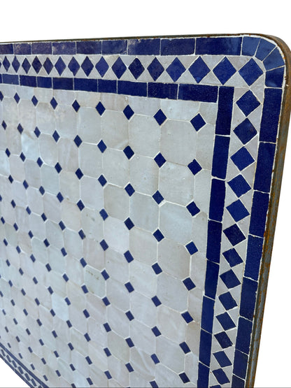 32" Blue and Beige Square Mosaic Tile Table Top