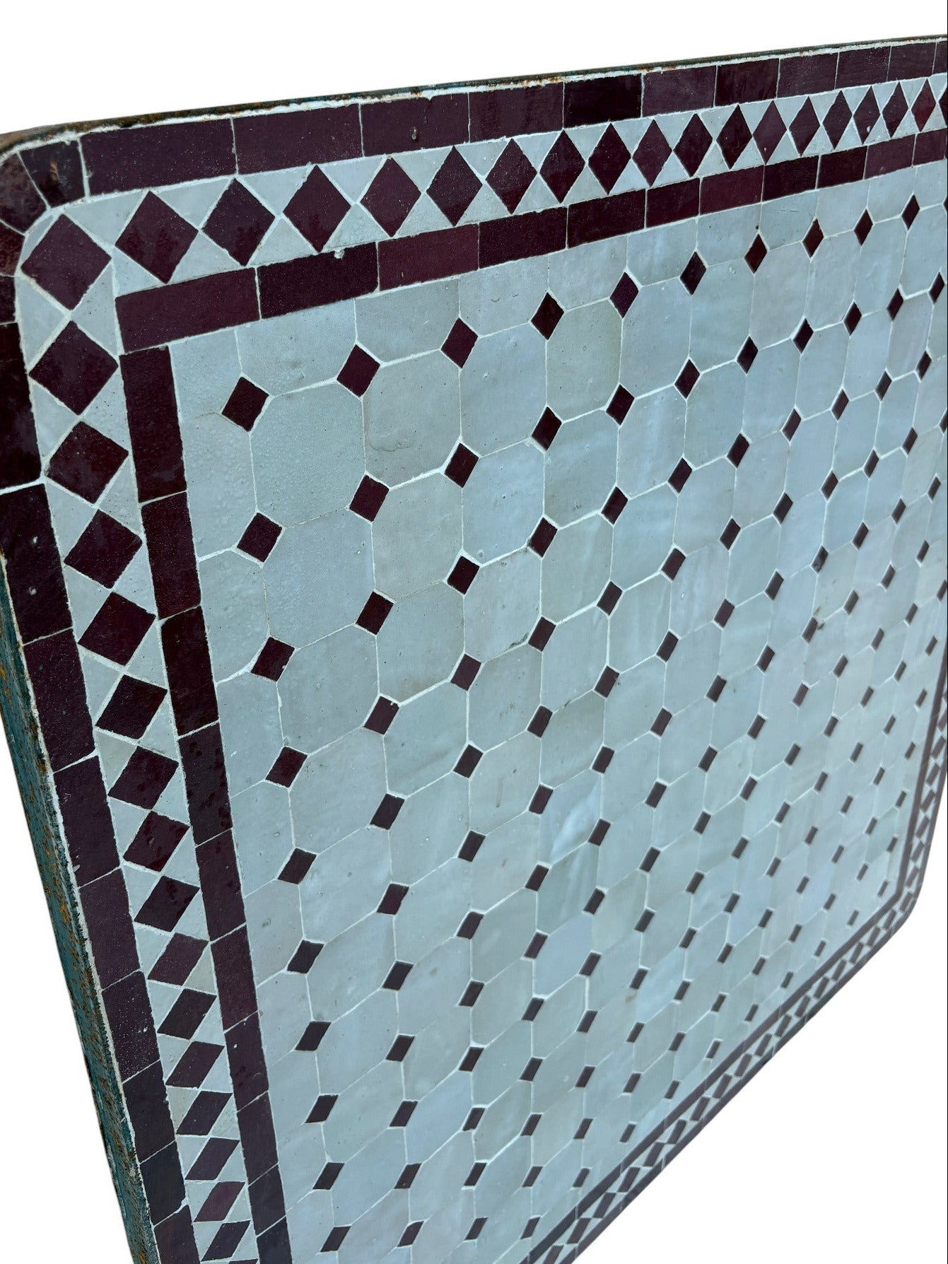 32" Square Beige and Red Mosaic Tile Table Top