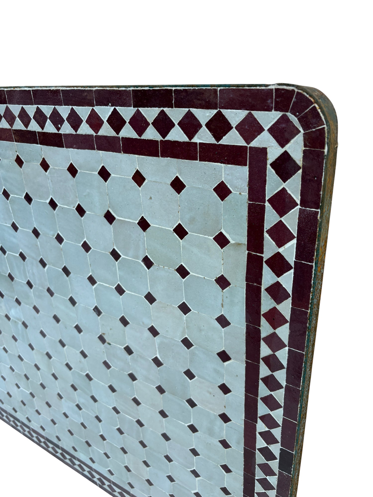 32" Square Beige and Red Mosaic Tile Table Top