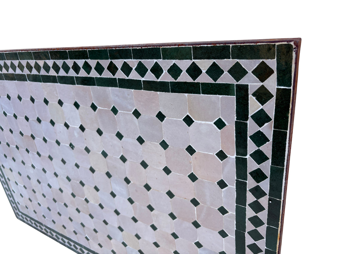 24"W x 36"L Beige and Green Mosaic Tile Table Top