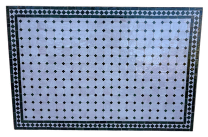 32"W x 48"L Green and White Rectangle Mosaic Tile Table Top