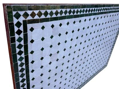 32"W x 48"L Green and White Rectangle Mosaic Tile Table Top