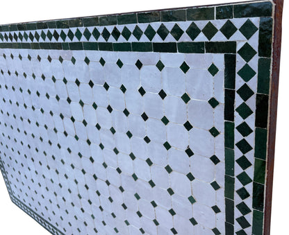 32"W x 48"L Green and White Rectangle Mosaic Tile Table Top