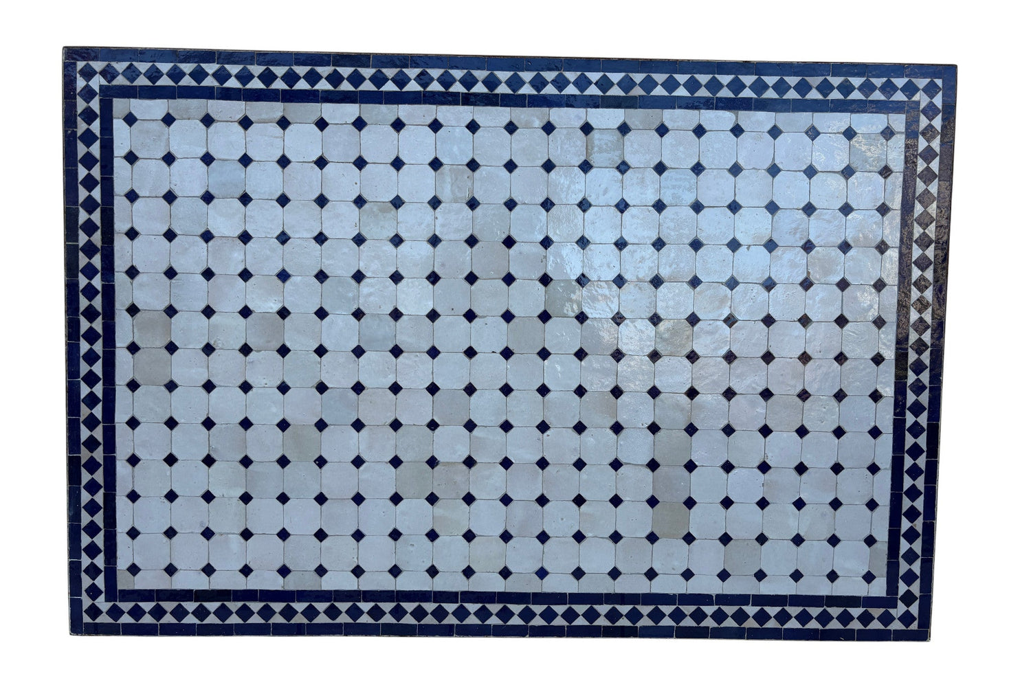32"W x 48"L Blue and Beige Mosaic Tile Table Top