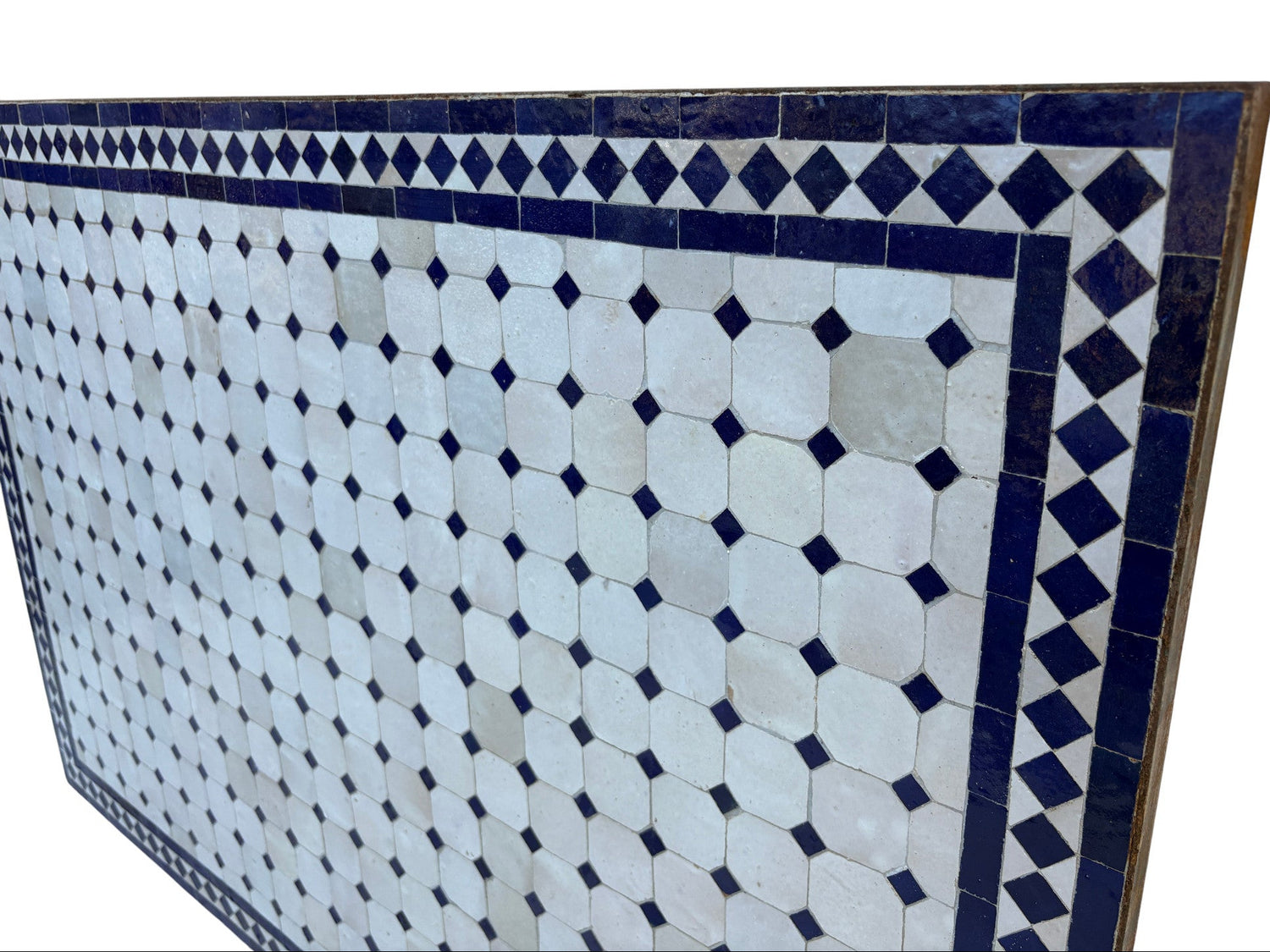 32"W x 48"L Blue and Beige Mosaic Tile Table Top