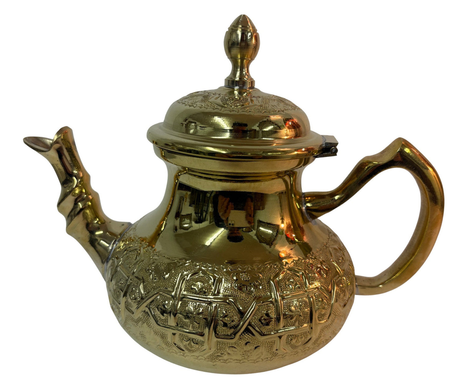 Solid Embossed Brass Teapot