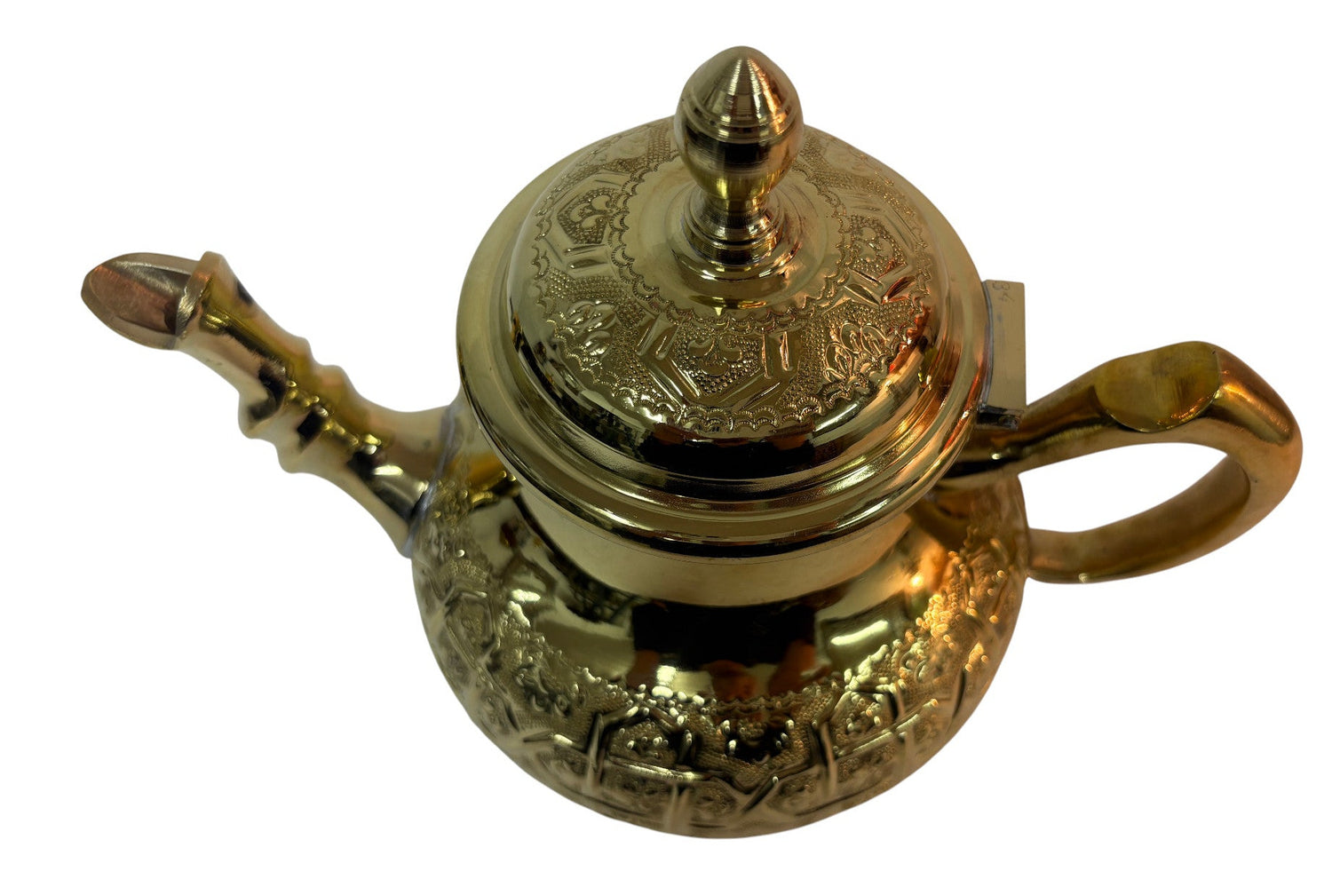 Solid Embossed Brass Teapot