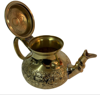 Solid Embossed Brass Teapot