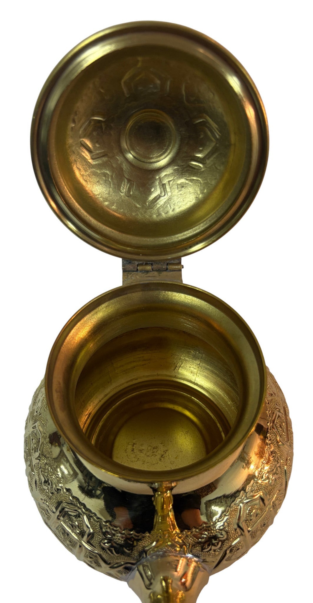 Solid Embossed Brass Teapot