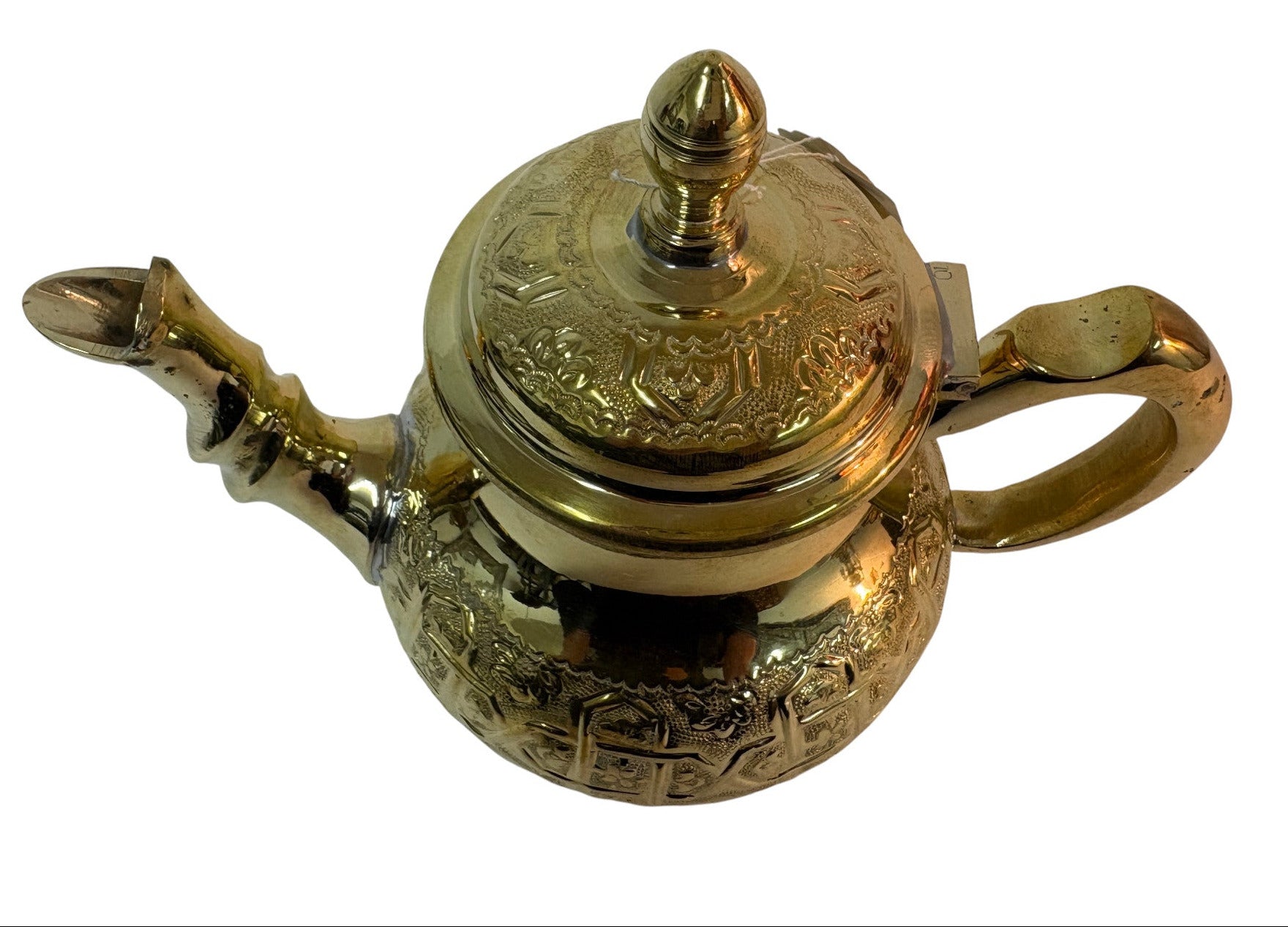 Solid Embossed Brass Teapot