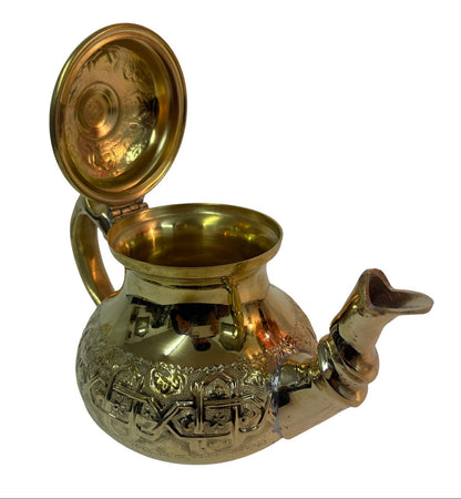 Solid Embossed Brass Teapot
