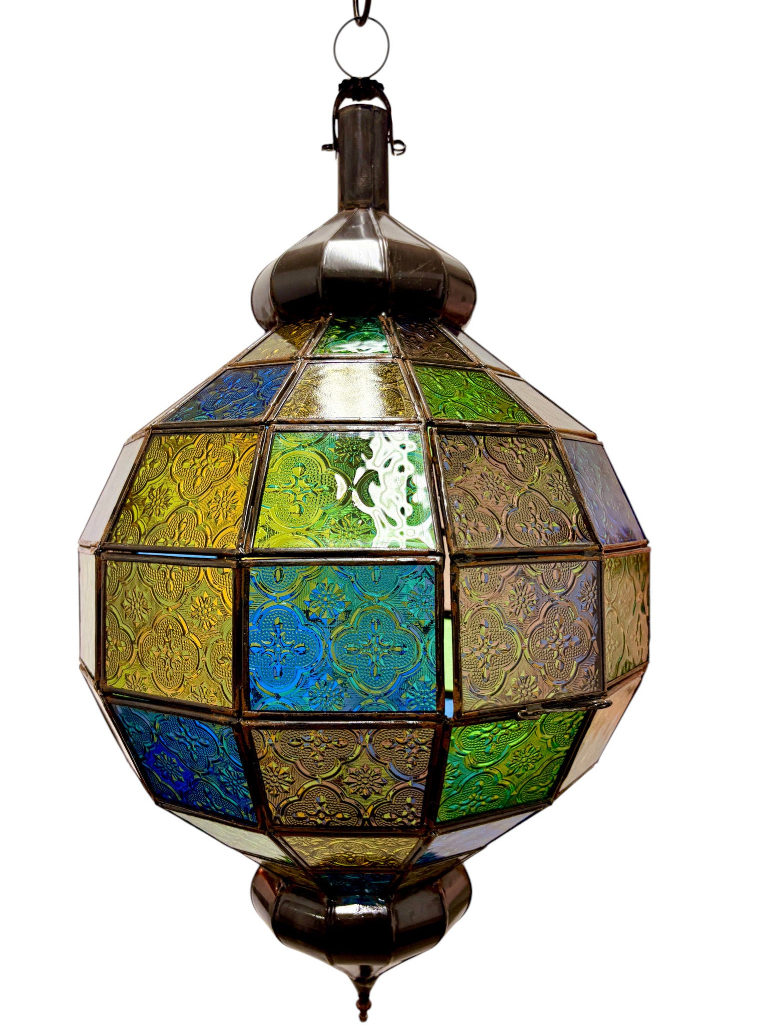 Embossed Stained Glass Oblong Lamp