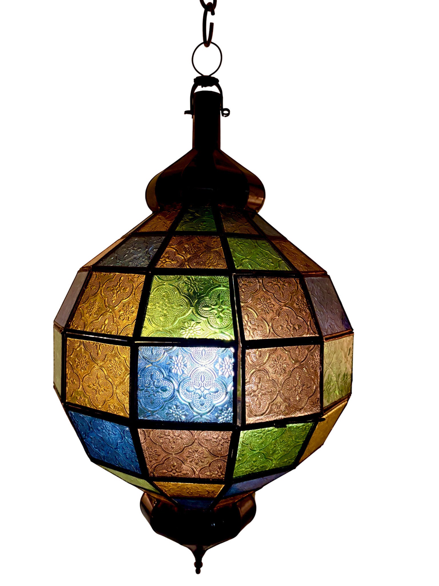 Embossed Stained Glass Oblong Lamp
