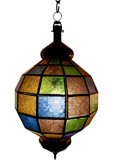 Embossed Stained Glass Oblong Lamp