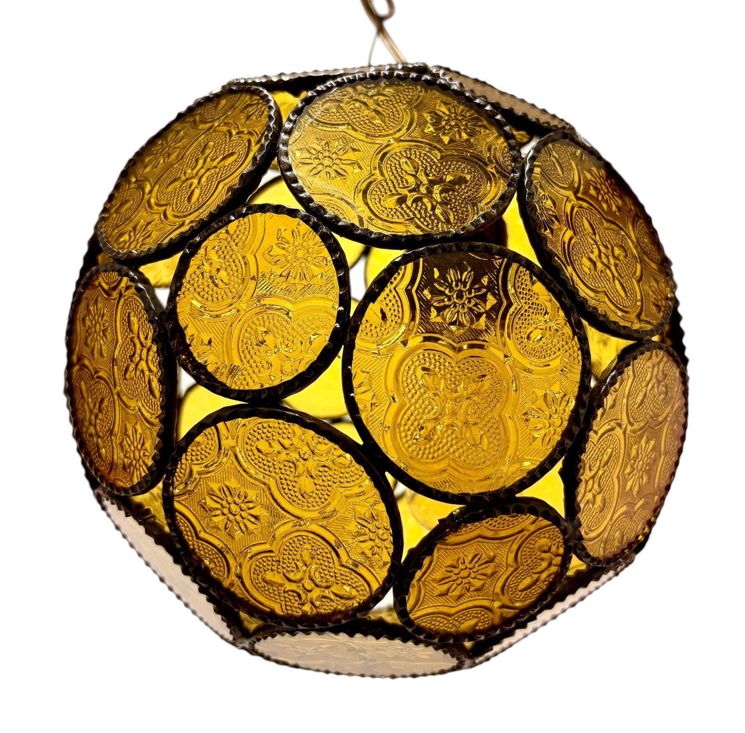 Sphere Embossed Glass Cast Zinc Lamp
