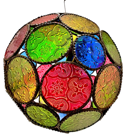 Sphere Embossed Glass Cast Zinc Lamp