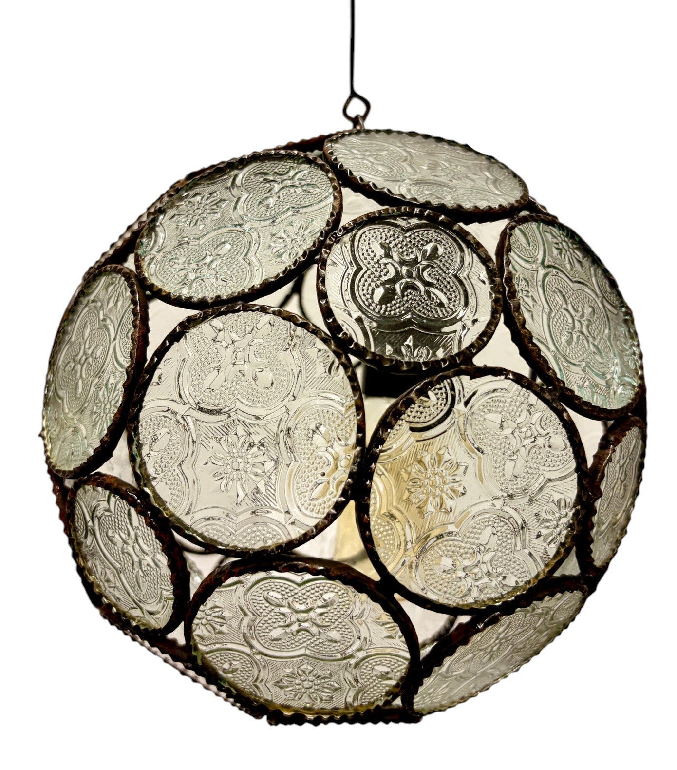 Sphere Embossed Glass Cast Zinc Lamp