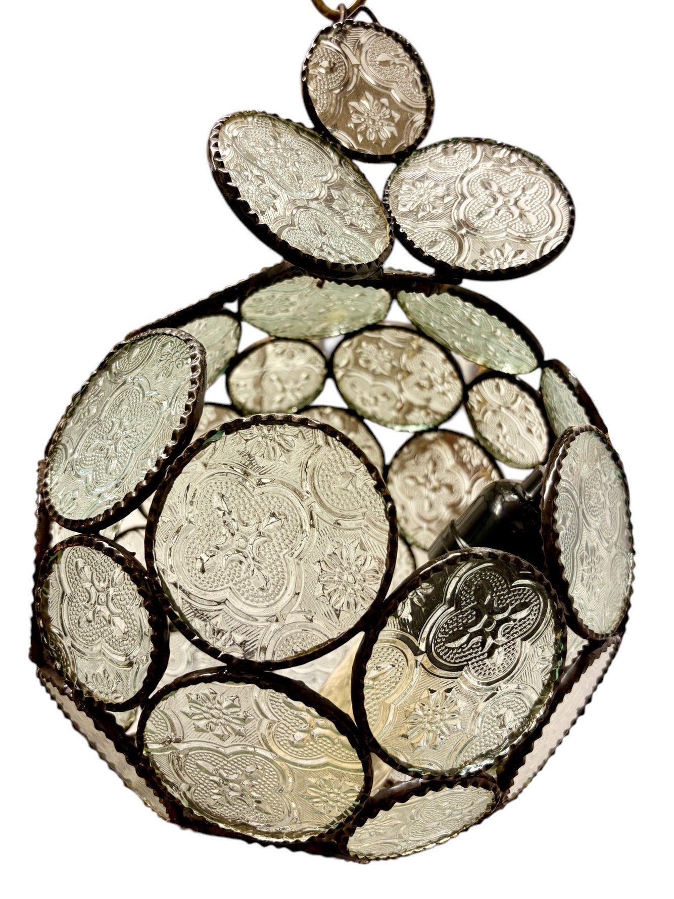 Sphere Embossed Glass Cast Zinc Lamp