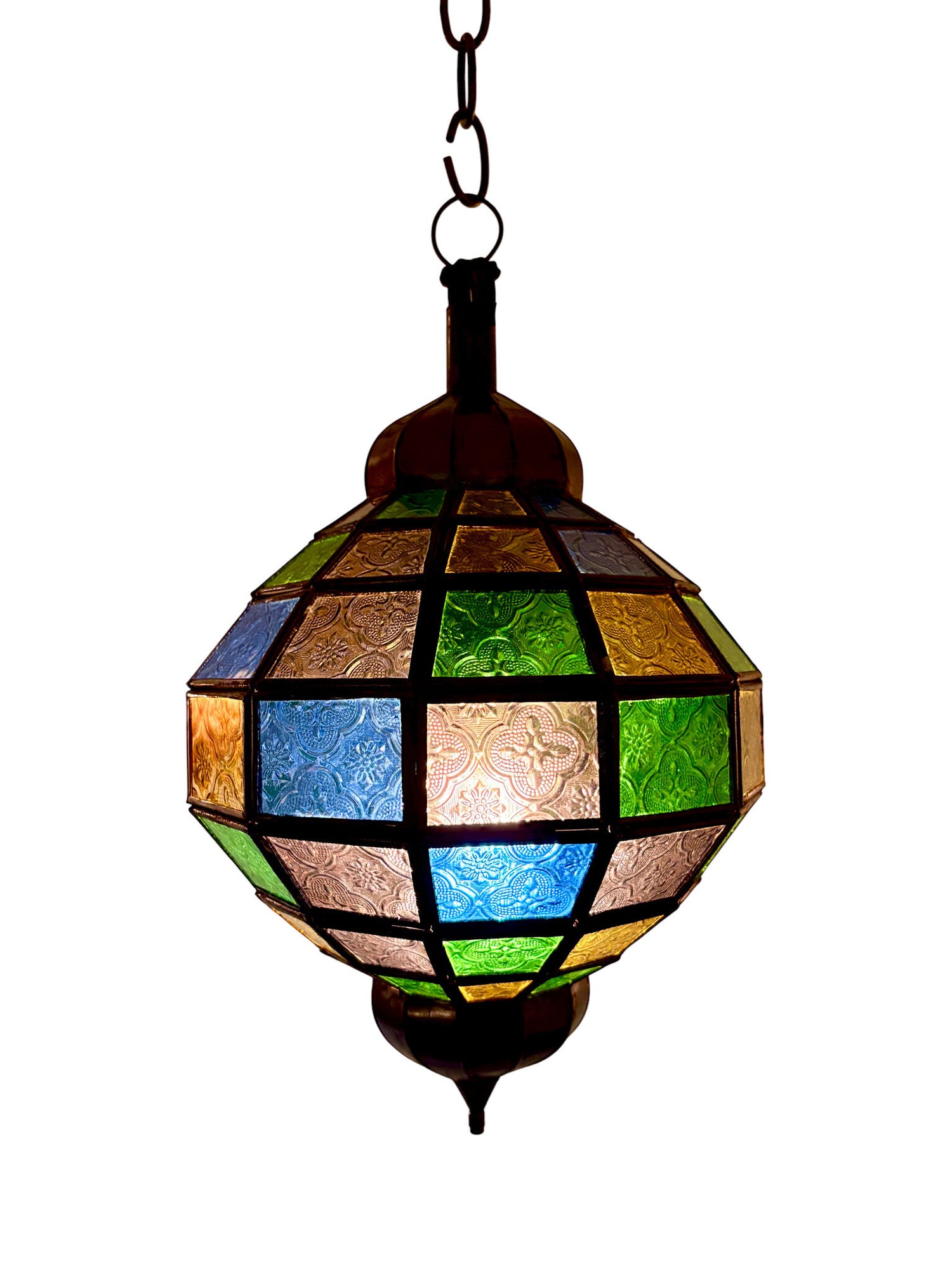 Embossed Stained Glass Oblong Lamp