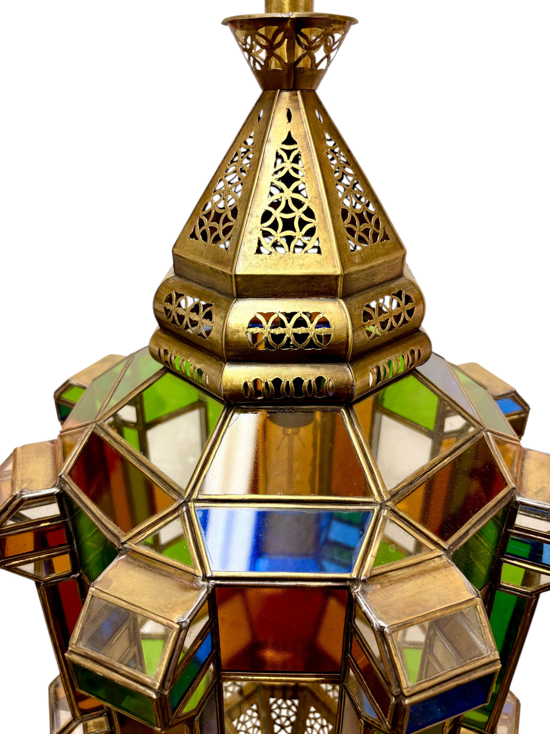 Brass Geometric Multi Glass Lamp