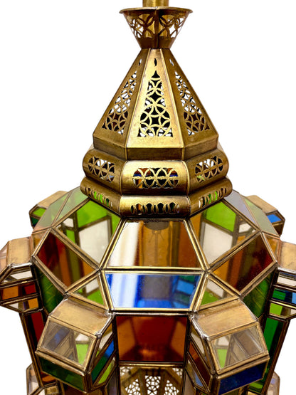 Brass Geometric Multi Glass Lamp