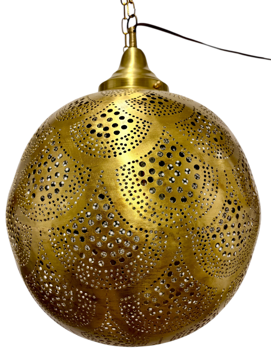 Fish Scale Brass Sphere Light Fixture