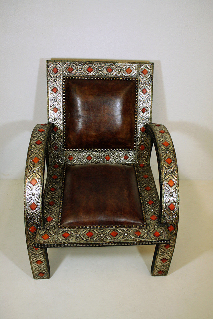Embossed Metal Bone Inlay Chair