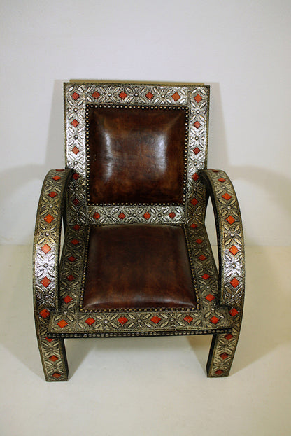 Embossed Metal Bone Inlay Chair
