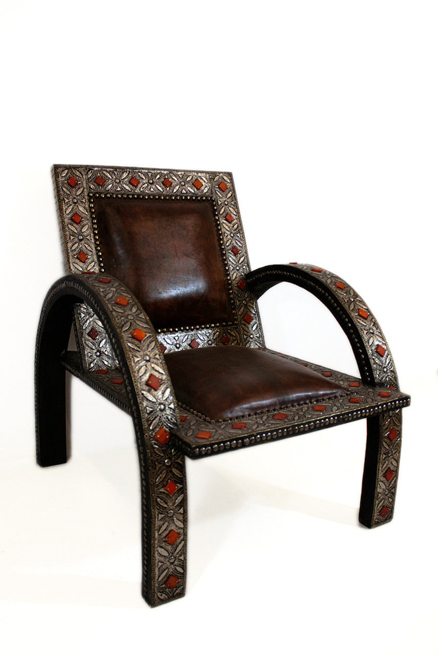 Embossed Metal Bone Inlay Chair