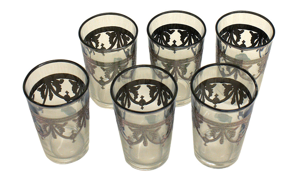 Silver Moroccan Motif Tea Glass Set - Pack of 6