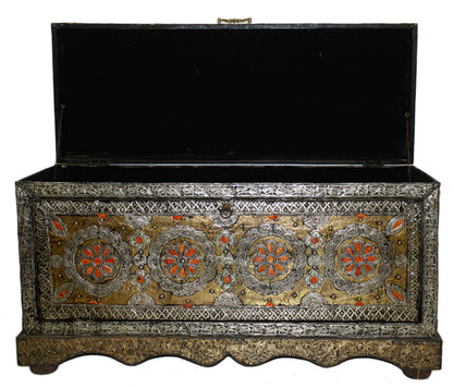 Vintage Metal and Orange Bone Trunk