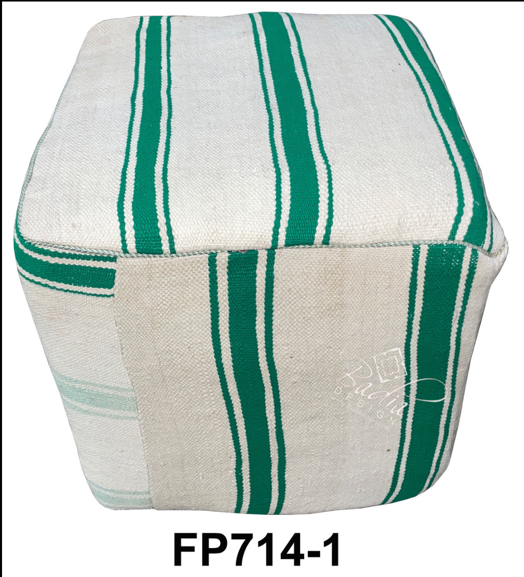 Moroccan Wool Square Kilim Ottoman