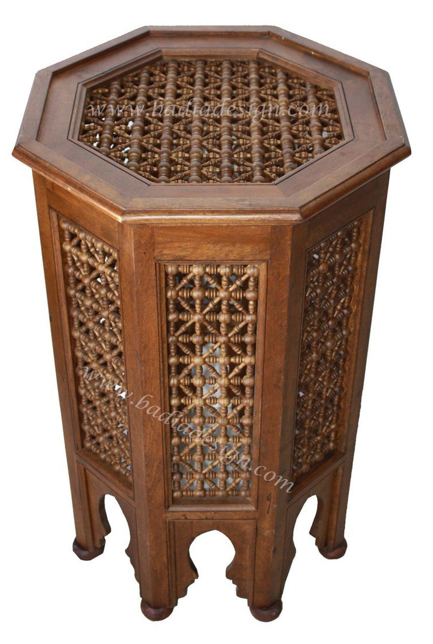 Hand Carved Wood Moucharabieh Table