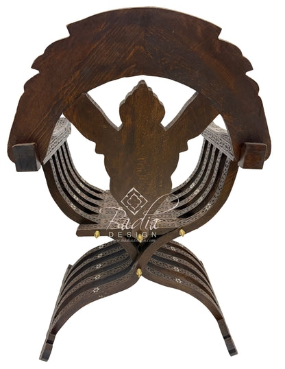 Carved Wood Chair with Mother of Pearl Inlay