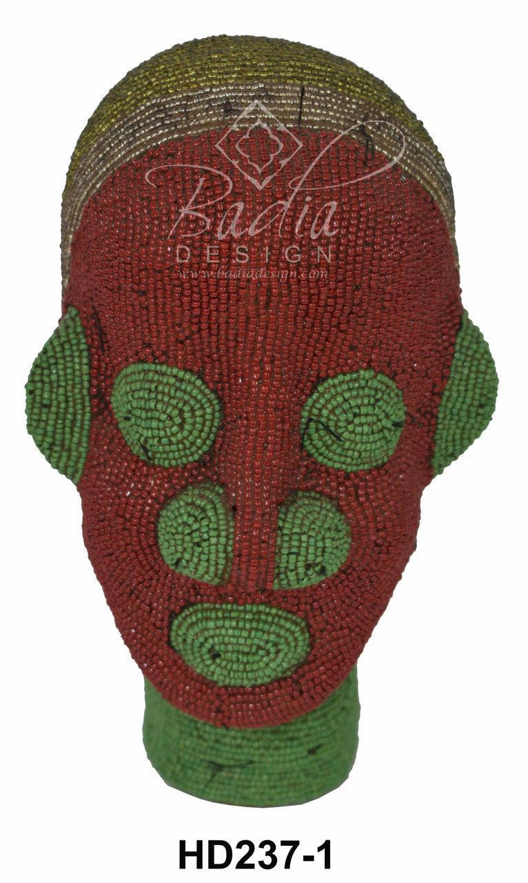 Handmade African Beaded Head Sculptures