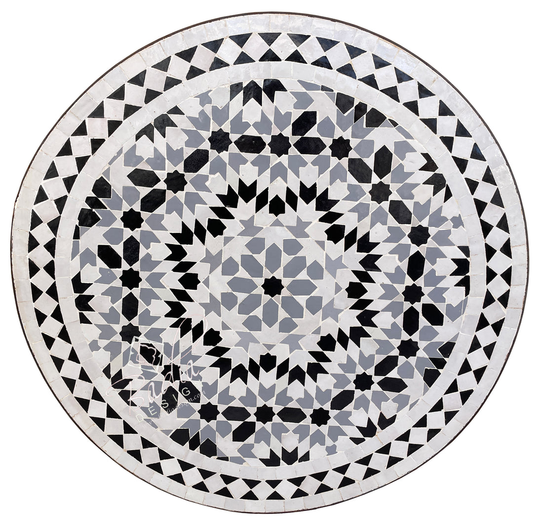 24" Intricately Designed Round Tile Table Top