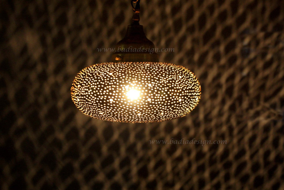 Hand Punched Hanging Brass Lantern