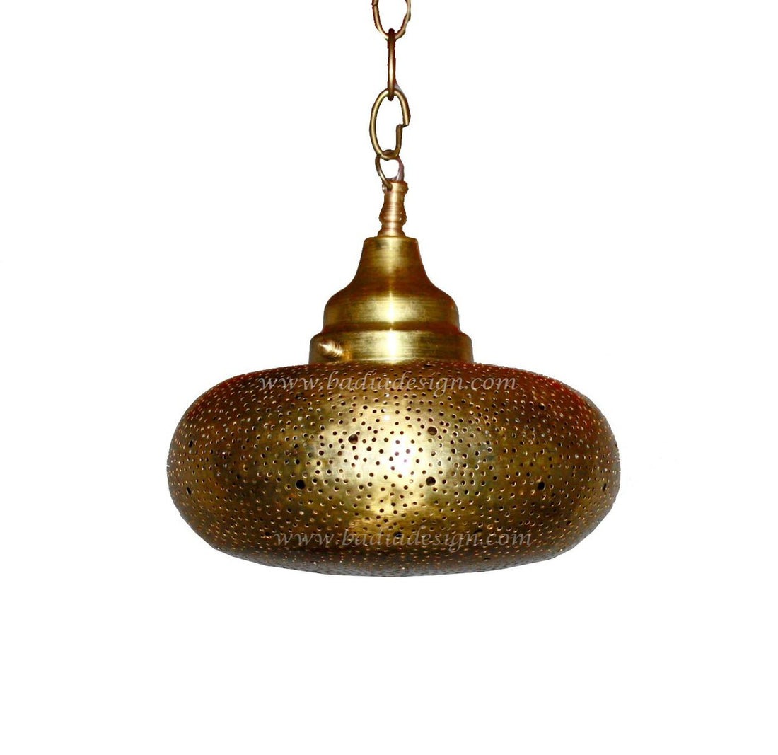 Hand Punched Hanging Brass Lantern